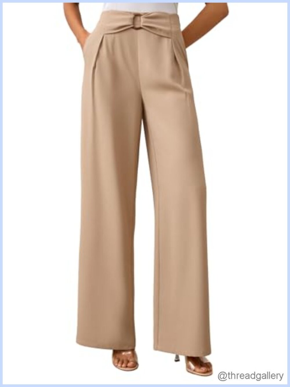 High Waisted Wide Leg Dress Pants with Pockets Flowy Business Work Slacks